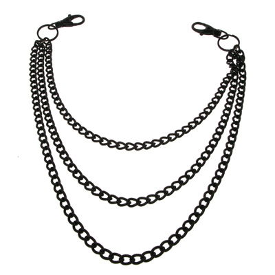 Bullet 69 Funky Punk - Triple Chaîne de portefeuille/chaîne de hanche - Noir